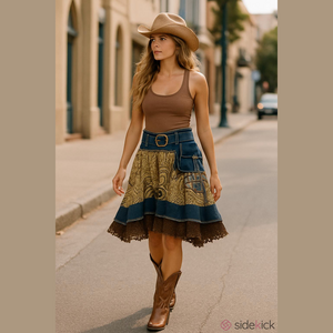 Vintage Simon Chang Whimsical Denim Skirt